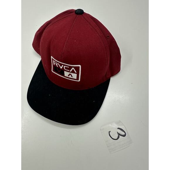 RVCA Snapback Hat Flat Brim Reb Black Logo Adjustable Mid Fit Cap - Picture 9 of 9